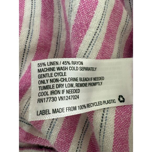 Universal Thread Linen Blend Pull On Short Pink White Stripe Women's L Large - Picture 5 of 11